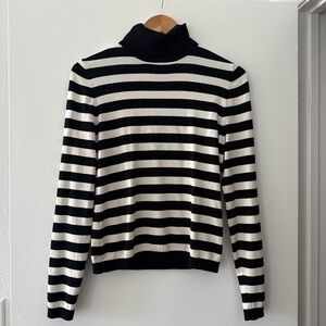 Express Black & White Striped Turtleneck Top – Size Medium